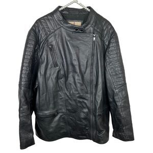 Wilson Vintage USA black leather Moto jacket size 3X